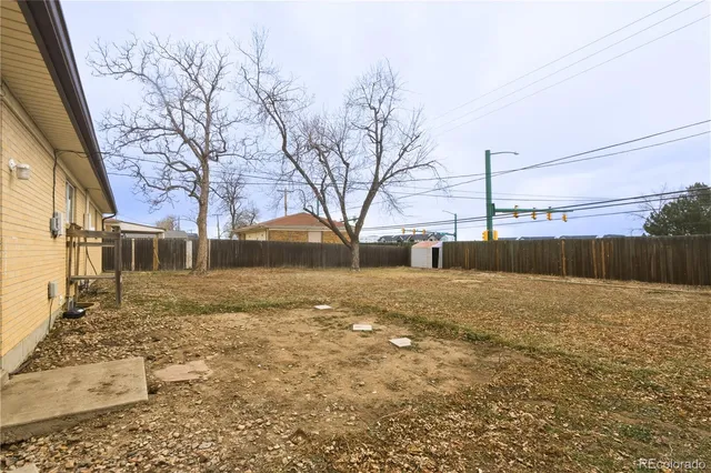 a view of a yard with a snow