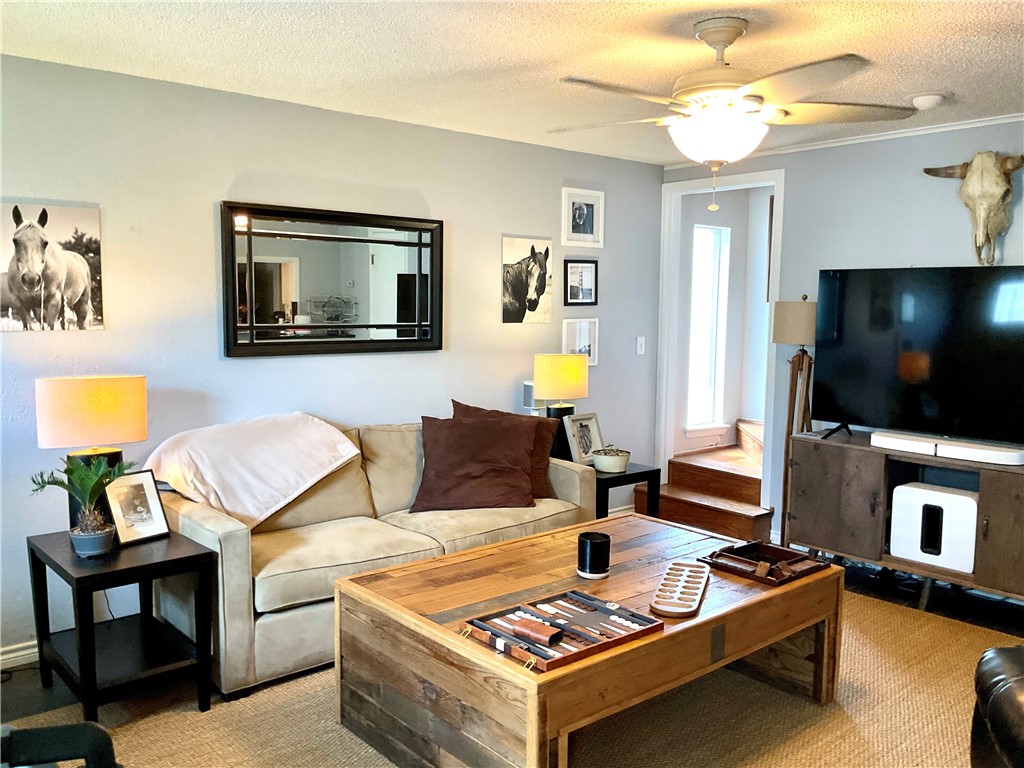 6718 Silvermine Drive, Unit 702 Austin, TX 78736 - Photo 3 of 19 a living room with furniture and a flat screen tv