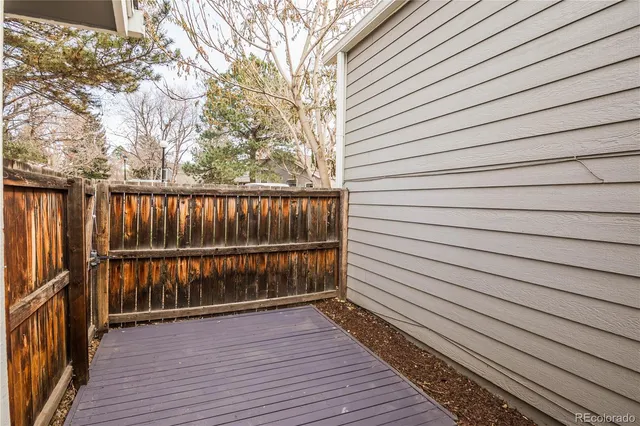 a view of wooden balcony