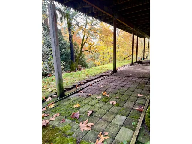 a view of a porch with a yard