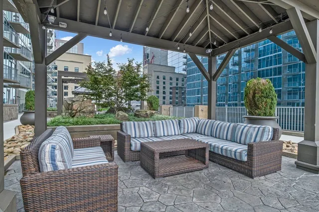 a view of a building from a window