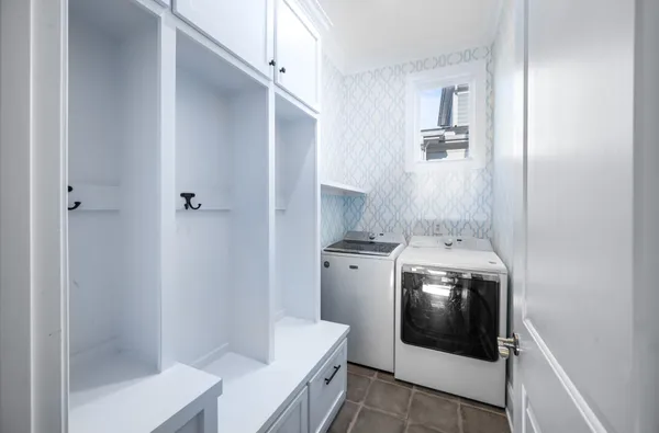 a utility room with a washer and dryer