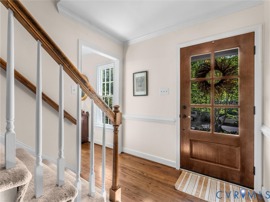 524 Glenmeadow Road Midlothian, VA 23114 - Photo 5 of 64 a view of entryway with wooden floor and stairs