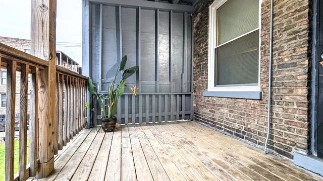 a view of wooden balcony
