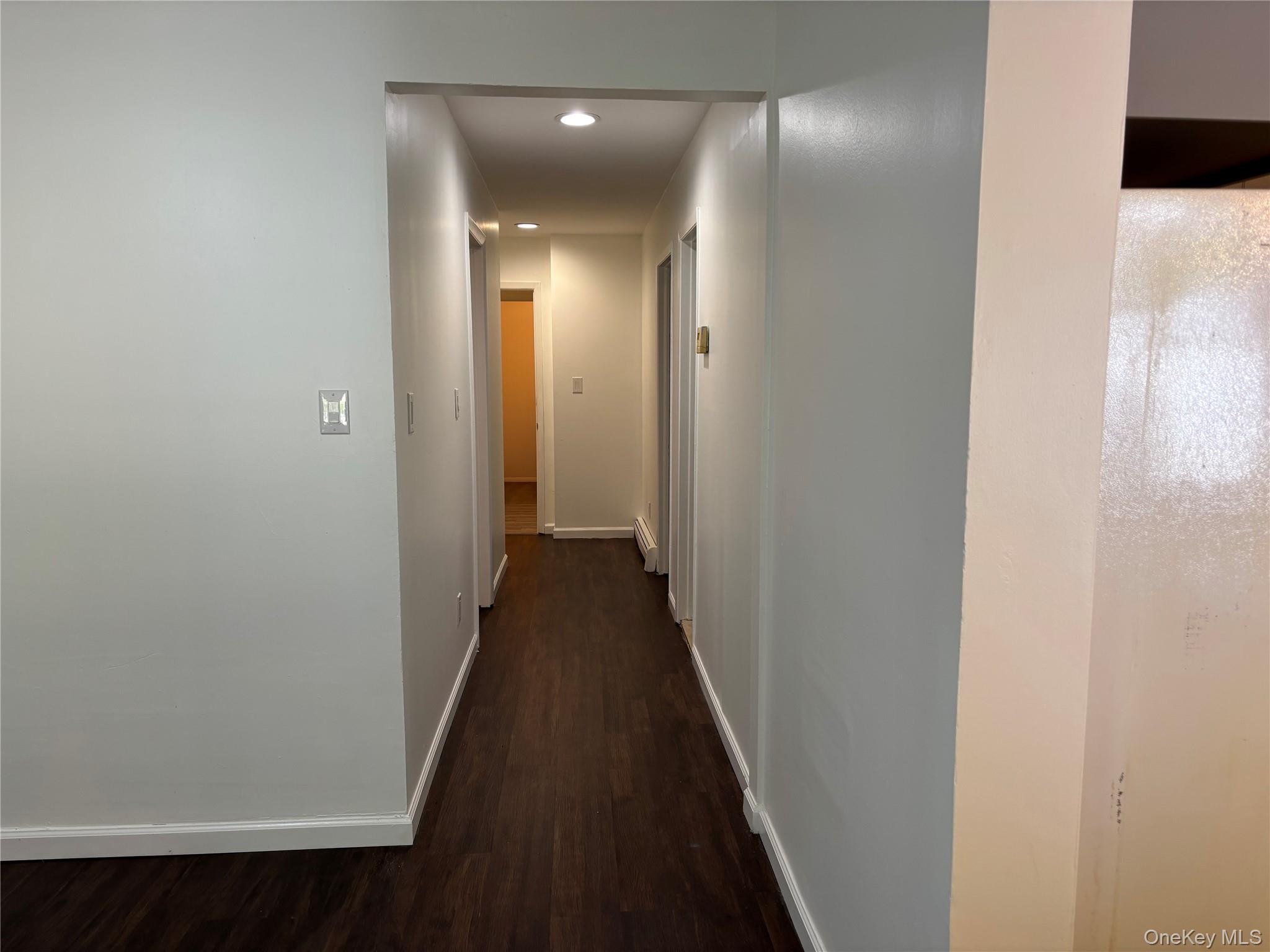 679 A Meadow Road Smithtown, NY 11787 - Photo 8 of 30 Corridor with dark wood finished floors, recessed lighting, and a baseboard radiator