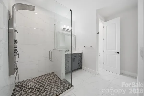 a bathroom with a shower