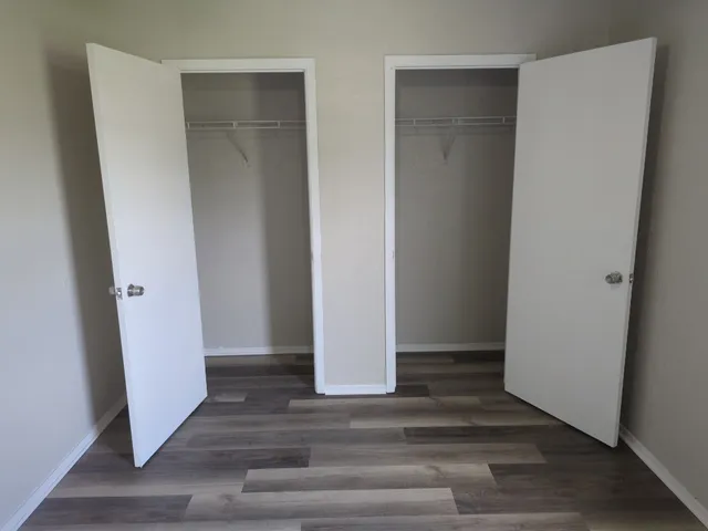 a view of wooden door