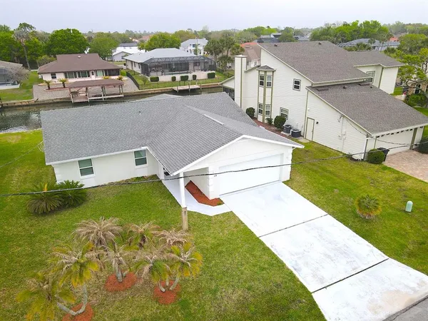 a view of a lake with houses