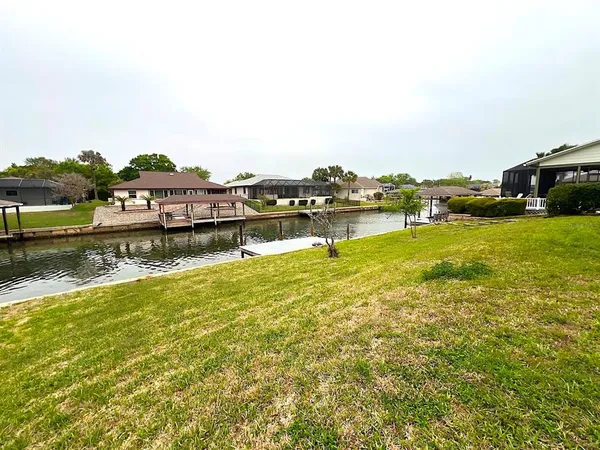 a view of a lake with houses