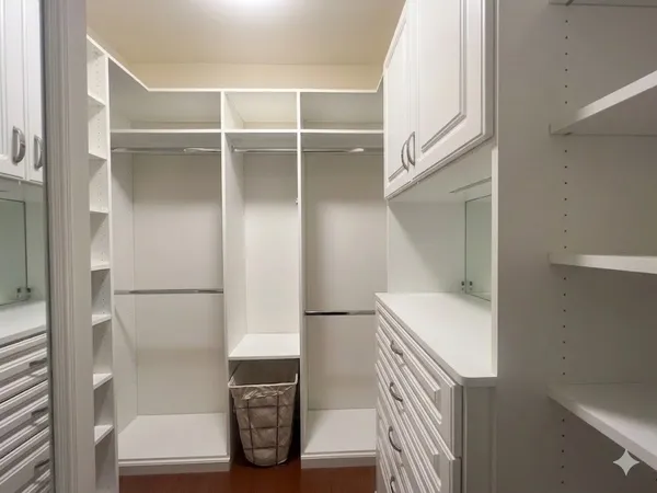 a view of an empty walk in closet