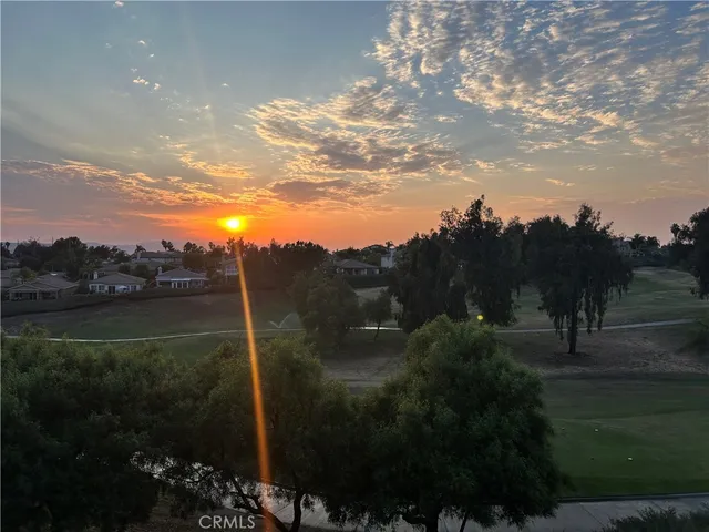 a view of a city from a yard