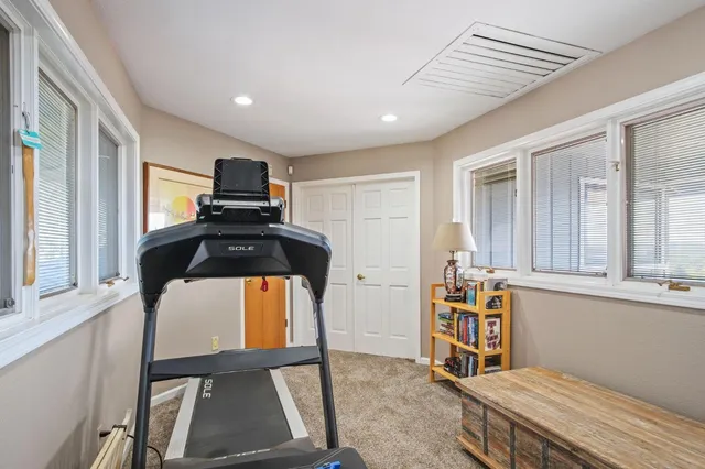 a potted plant sitting in front of a door