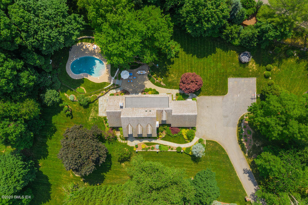 14 Dingletown Road Greenwich, CT 06830 - Photo 3 of 56 an aerial view of residential house with outdoor space and swimming pool