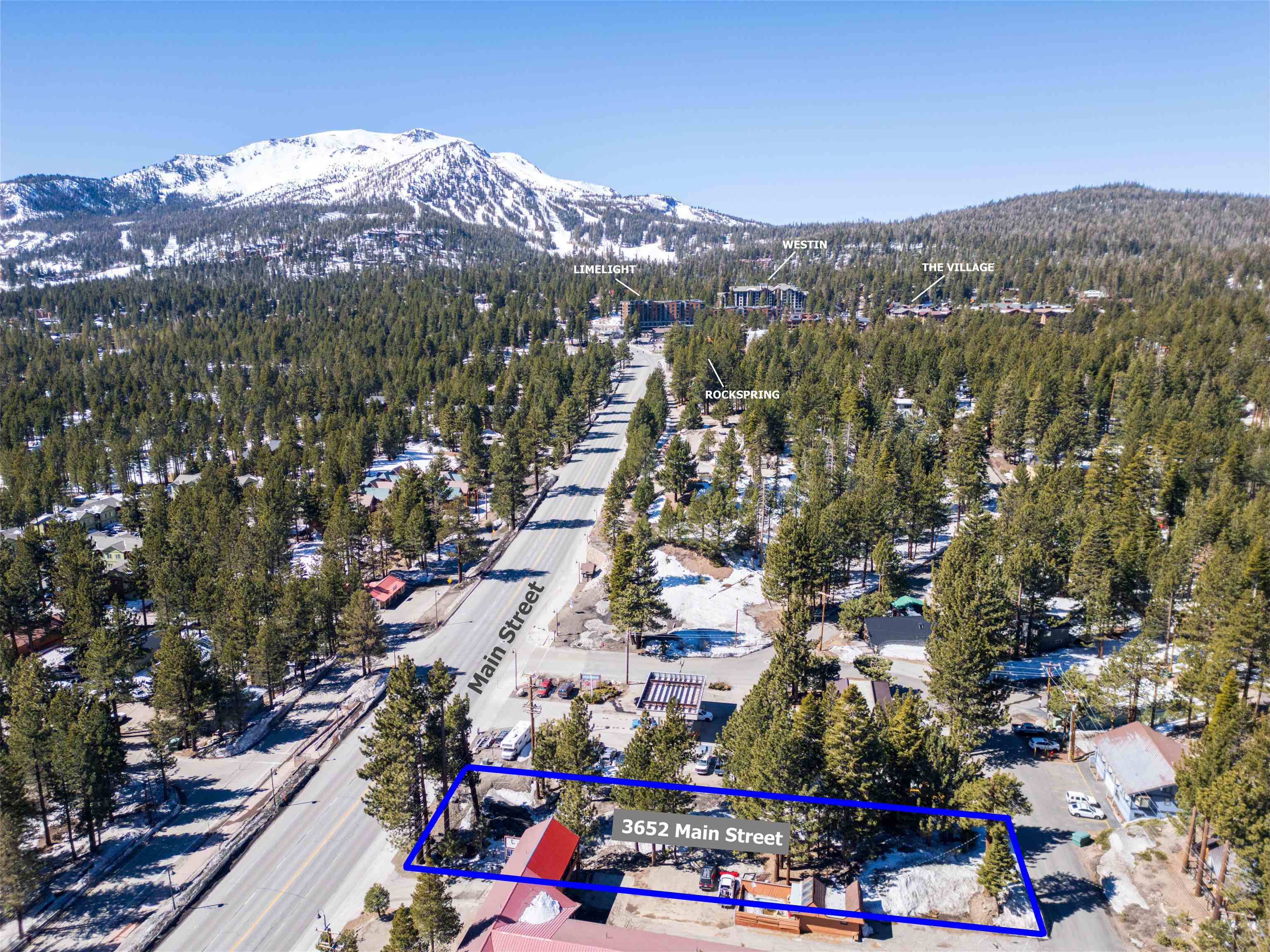 3652 Main Street Mammoth Lakes, CA 93546 - Photo 5 of 12 View of property location with mountains and property parcel outlined