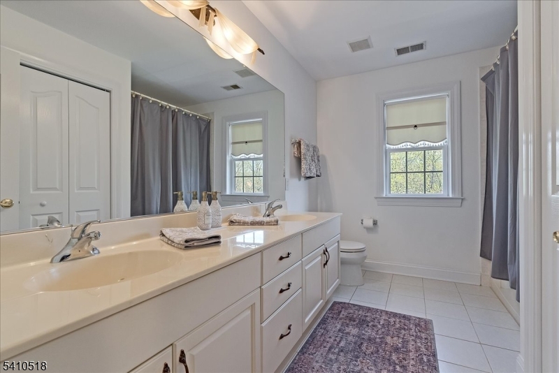 1 Brodziak Road Denville, NJ 07834 - Photo 21 of 42 a bathroom with a double vanity sink a toilet and a mirror