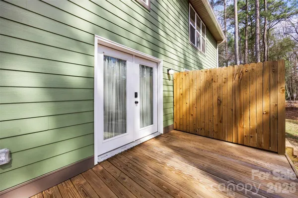 a view of a wooden door