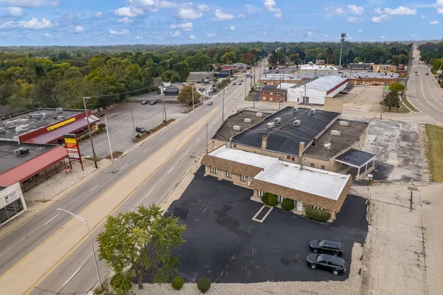 an aerial view of a city