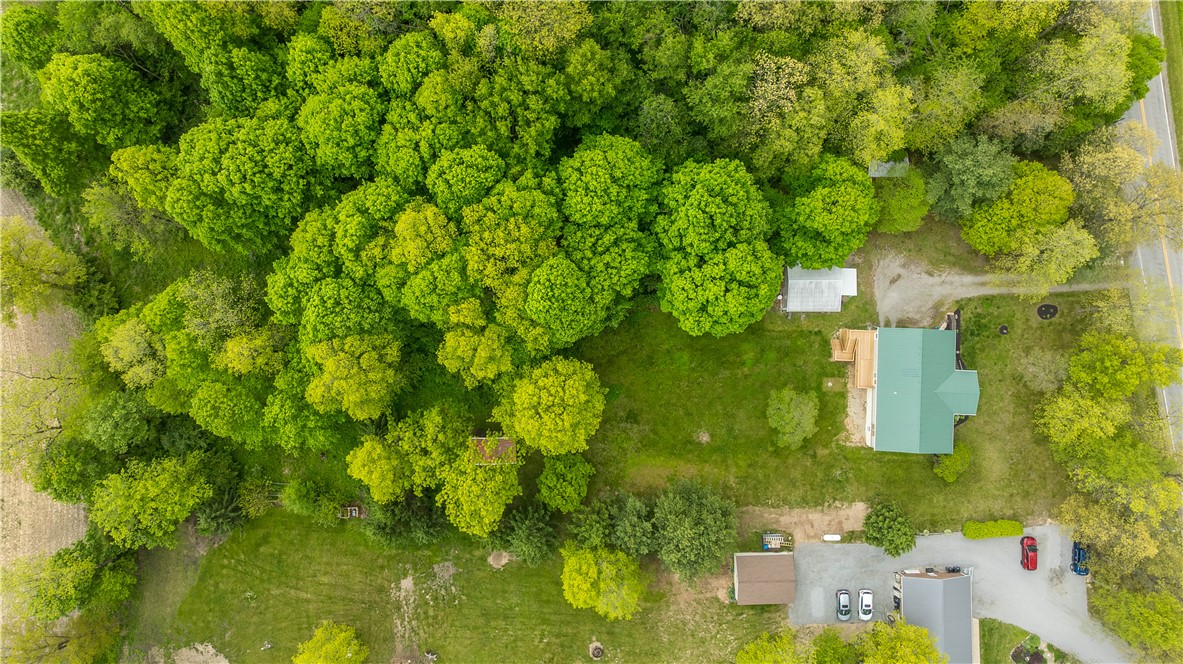 1319 Perry Road Cable, OH 43009 - Photo 42 of 44 An aerial perspective reveals a secluded property nestled amidst lush, verdant trees.