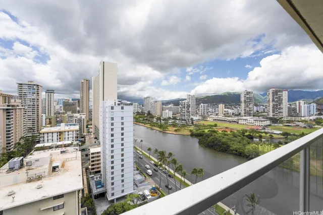 a view of a city from a balcony