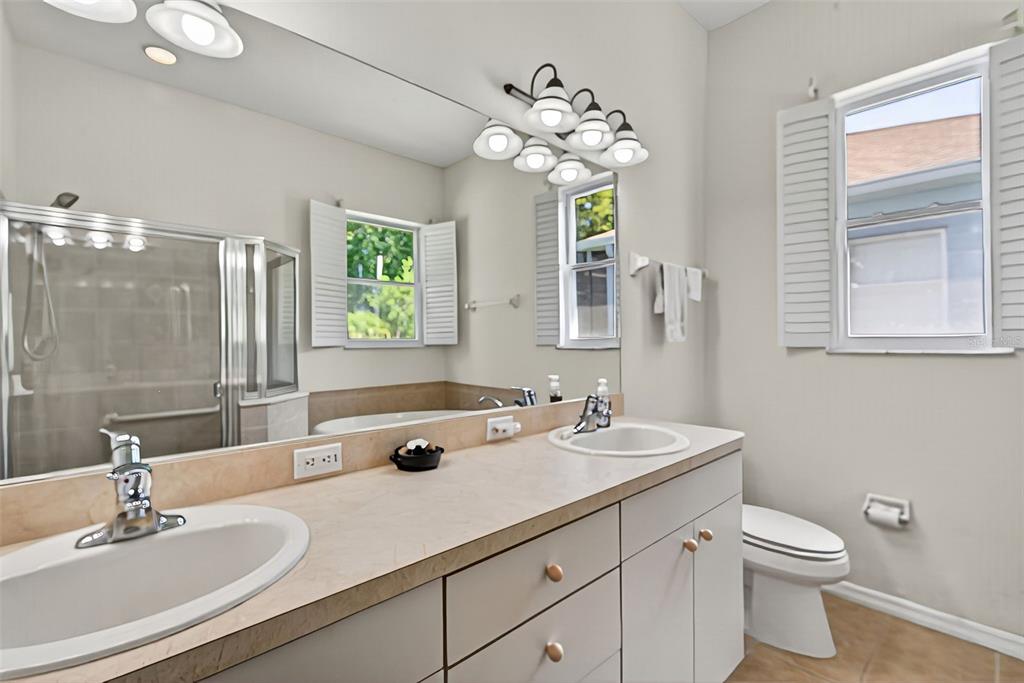 11501 Bloomington Court New Port Richey, FL 34654 - Photo 55 of 71 a bathroom with a sink a large mirror and a toilet