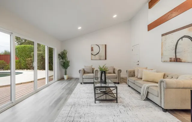 a living room with furniture