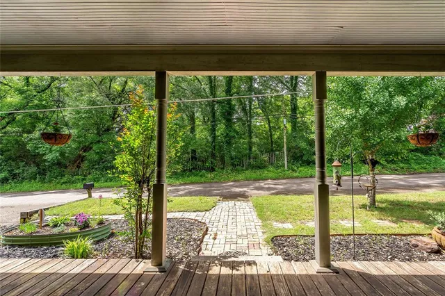 a view of swimming pool from a window