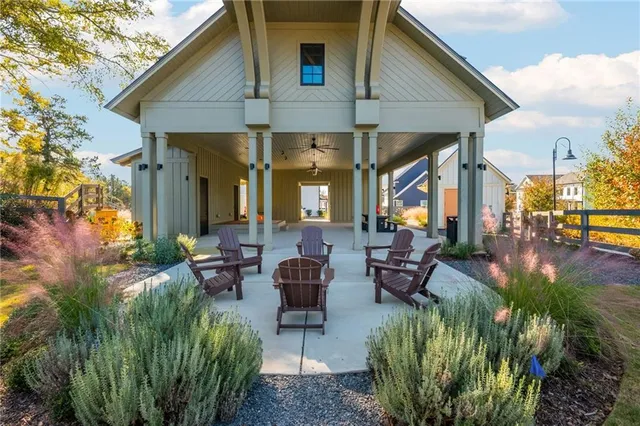 a view of a balcony with chairs