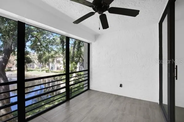 an empty room with windows