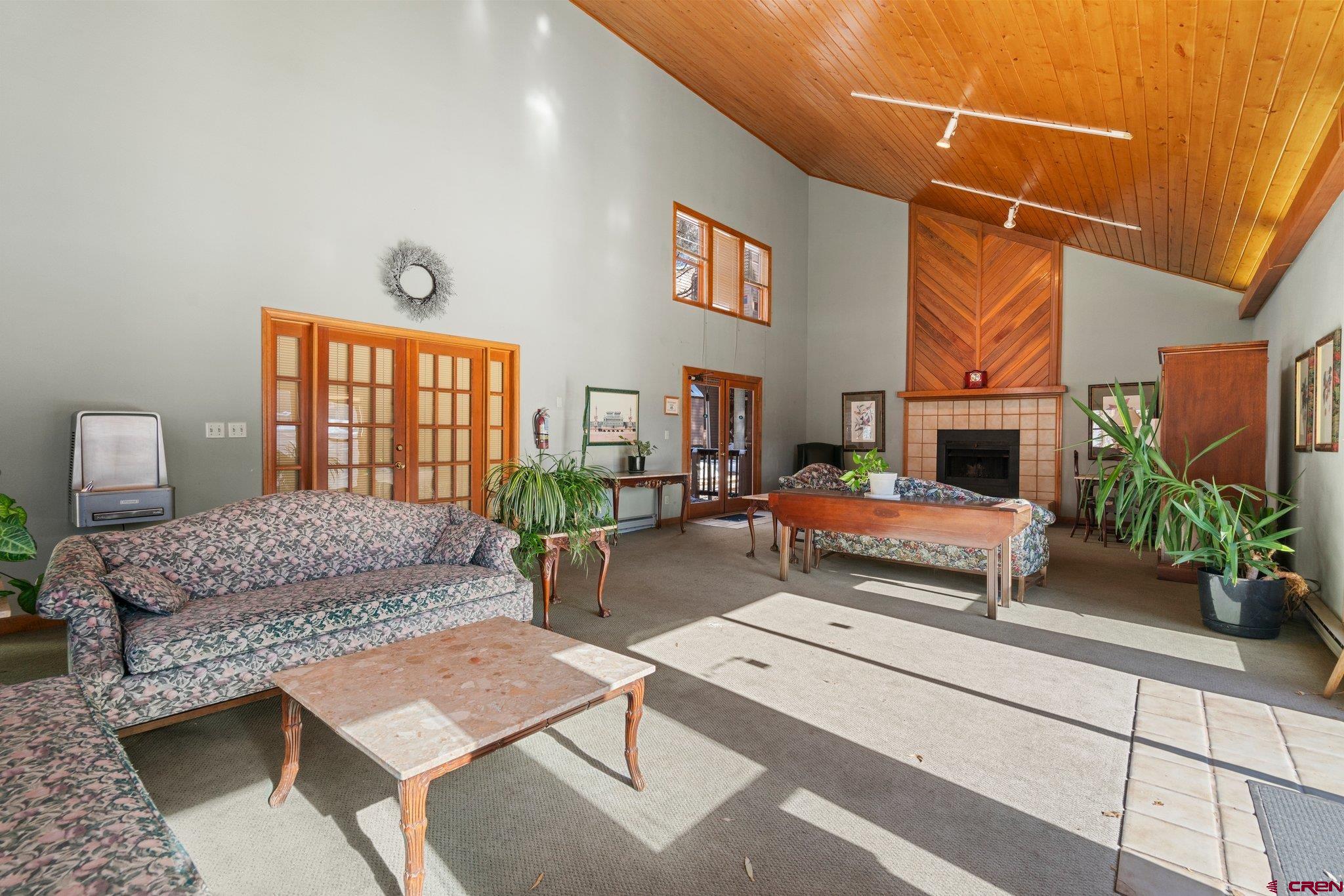 6 Ferringway Circle, Unit 44 Durango, CO 81301 - Photo 25 of 32 a living room with furniture a fireplace and a potted plant