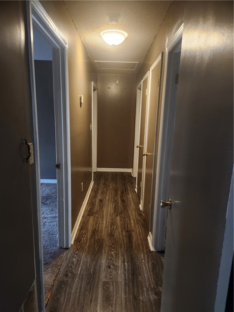 1202 Washington Street Tuskegee Institute, AL 36088 - Photo 5 of 7 This hallway features a harmonious blend of wood and carpeted flooring, complemented by recessed lighting.