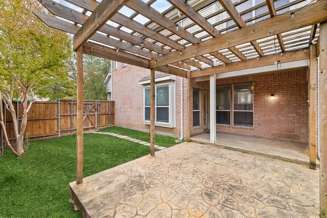 a view of a porch with a backyard