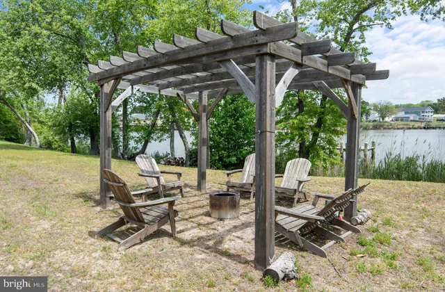 a view of a lake with a big yard