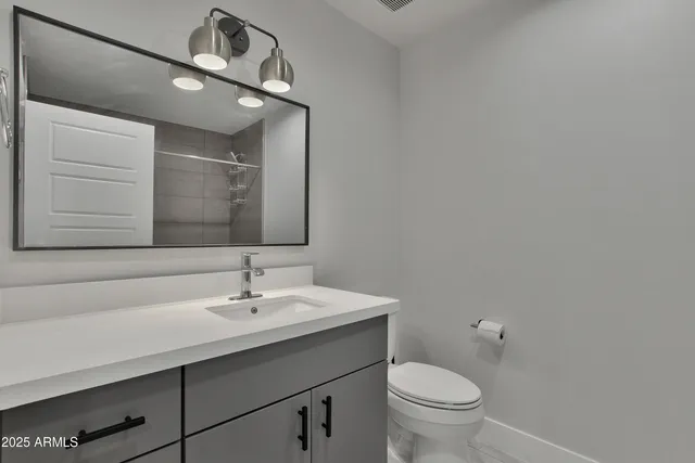 a bathroom with a toilet a sink and mirror