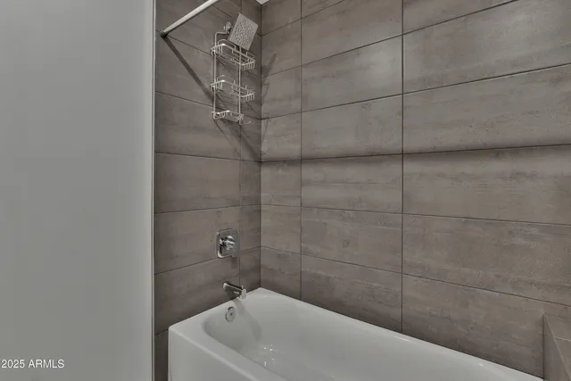 a bathroom with a bathtub