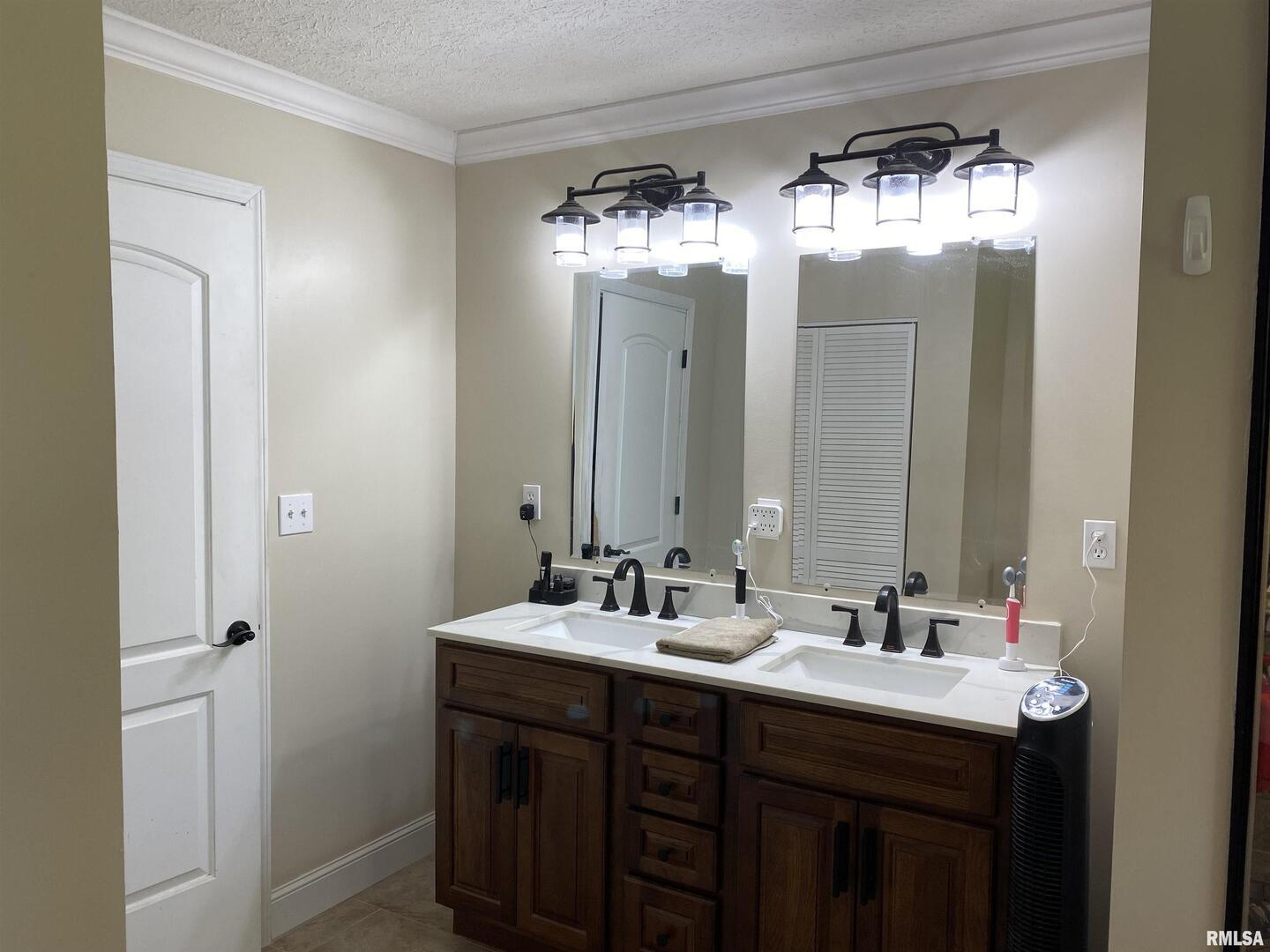 1640 Pleasant Ridge Road Vienna, IL 62995 - Photo 17 of 77 a bathroom with a double vanity sink and a mirror