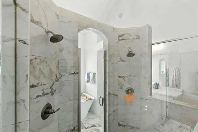 a bathroom with a shower