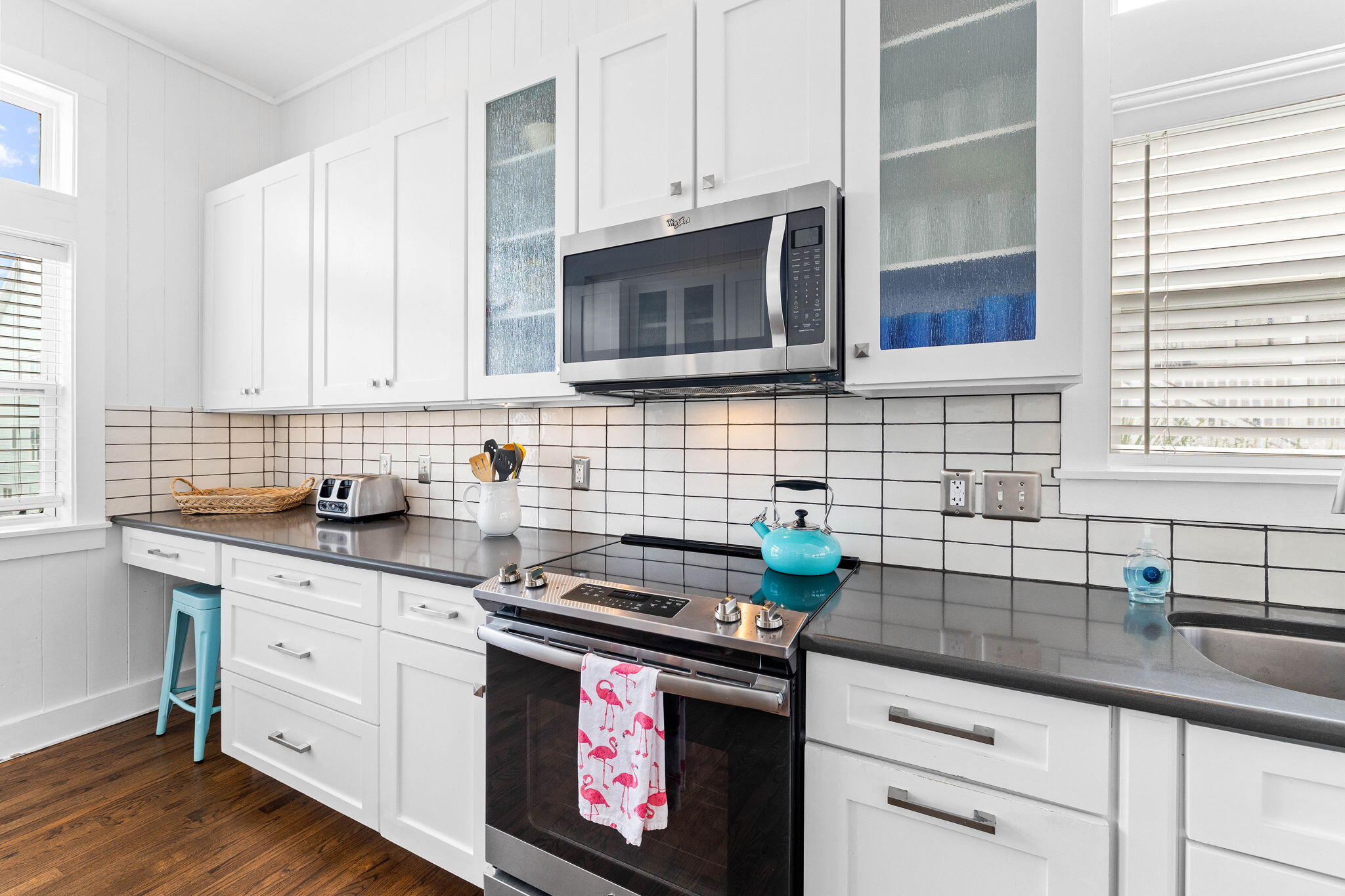 49 Sandy Lane Santa Rosa Beach, FL 32459 - Photo 12 of 73 a kitchen with stainless steel appliances granite countertop a sink stove and cabinets