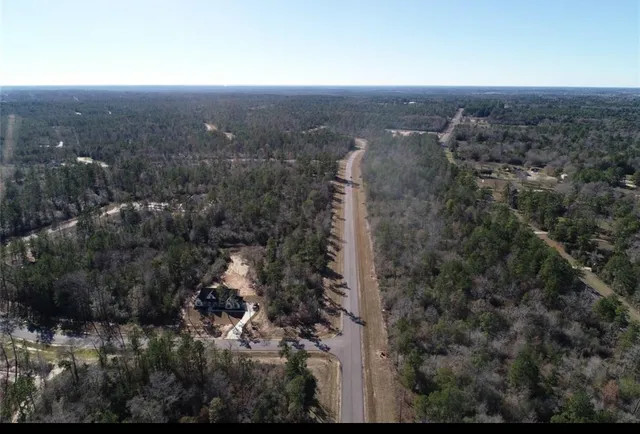 an aerial view of house with yard and mountain view in back