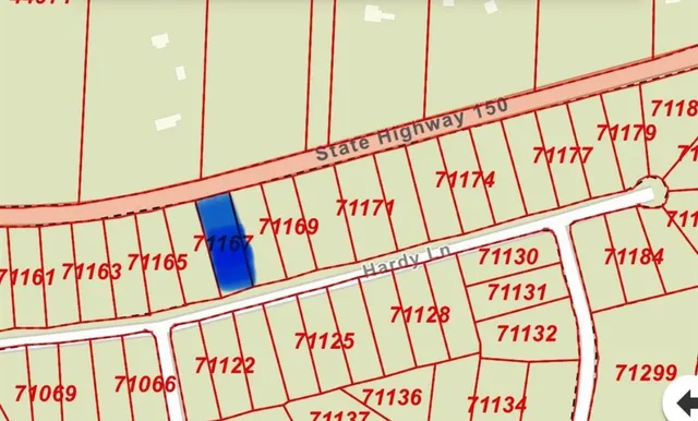 an aerial view of a yard