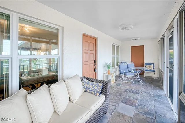 a view of a balcony with lake view