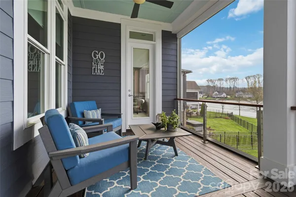 a building outdoor space with patio furniture