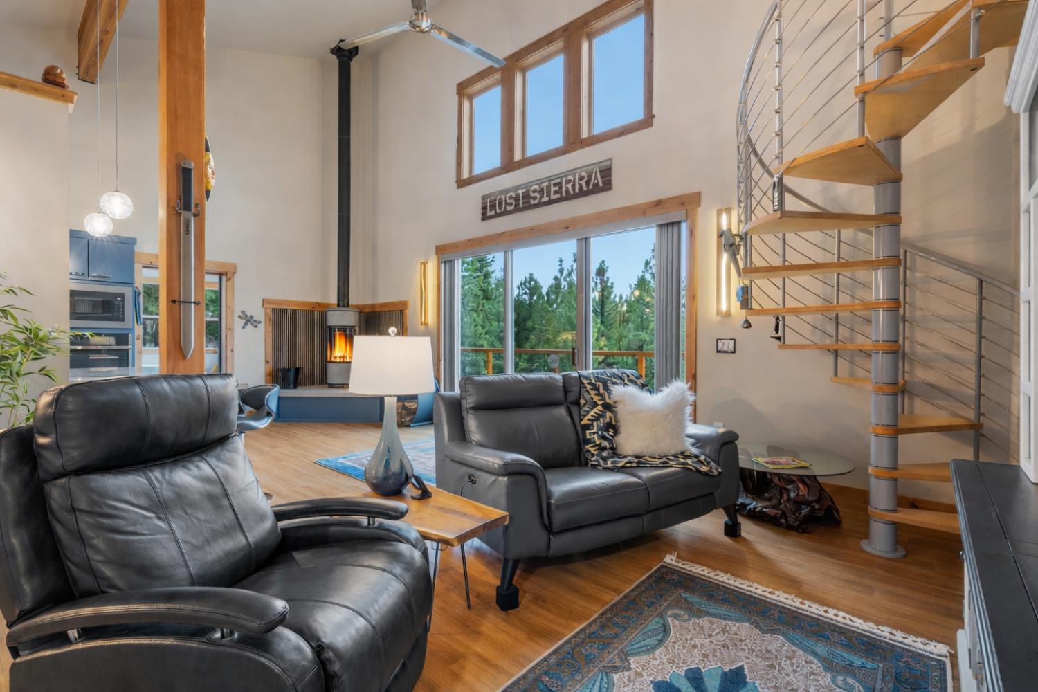 522 Night Hawk Portola, CA 96122 - Photo 10 of 54 a living room with furniture and a floor to ceiling window