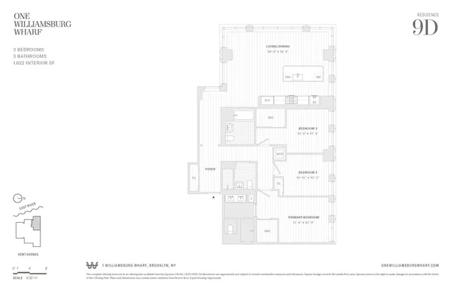 $2,990,000 | 480 Kent Avenue, Unit 9D | Williamsburg