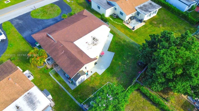 an aerial view of a house