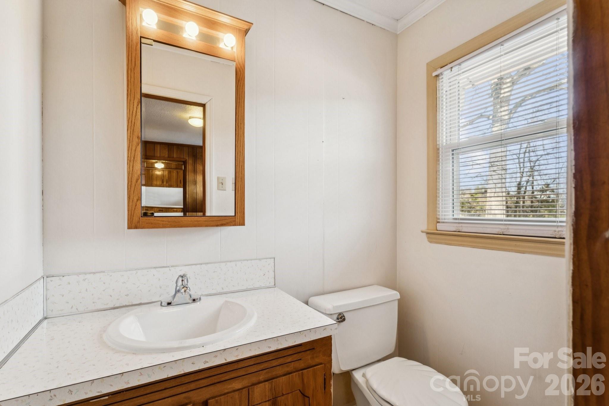 9525 Brief Road Charlotte, NC 28227 - Photo 21 of 46 a bathroom with a toilet sink vanity and mirror