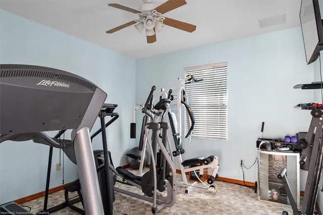 a view of a room with gym equipment