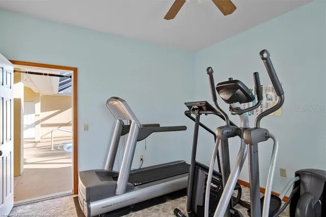 a view of a room with gym equipment