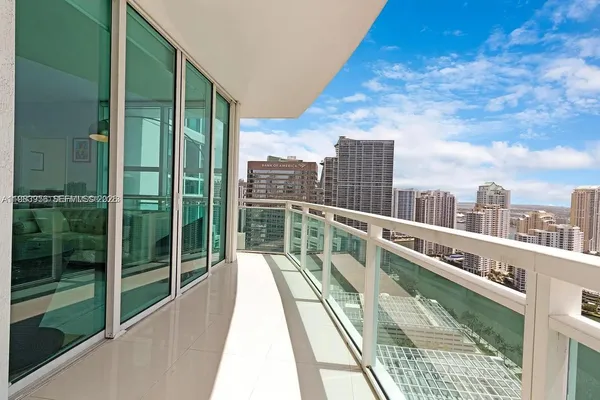 a view of balcony with city view