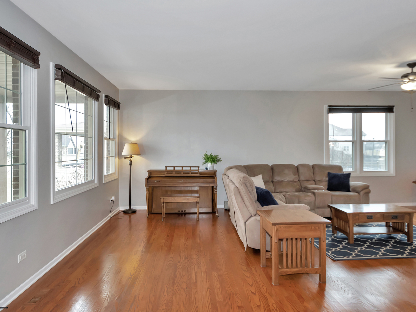 23928 Roberts Street Manhattan, IL 60442 - Photo 12 of 36 a living room with furniture a fireplace and large windows