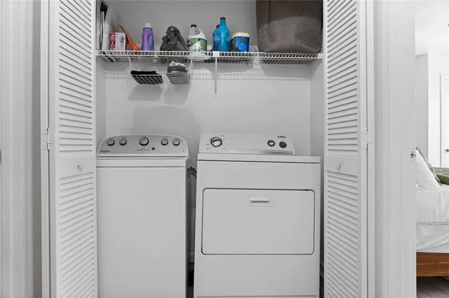 a close view of washer and dryer